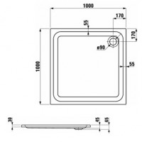 Laufen SOLUTIONS sprchová vanička akrylátová 1000x1000 mm, čtverec, bílá   H2115030000001